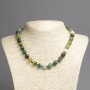 Green Agate Necklace, natural stone, smooth bead, diameter 10 mm ±, length 45 cm ±