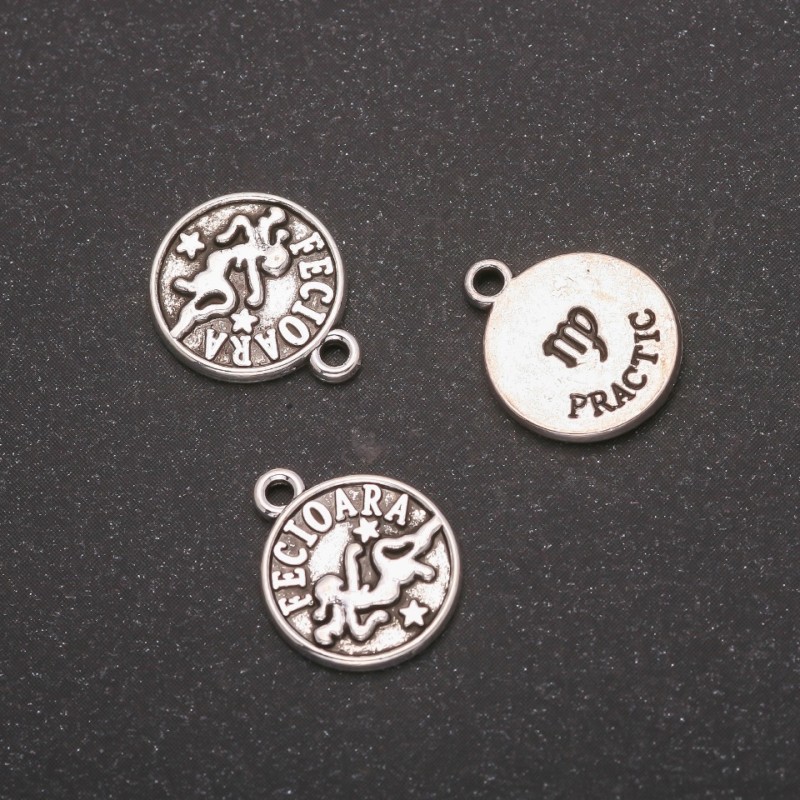 Pendant findings Zodiac Virgo, 12 mm diameter, packaging 20 g +/- 20 pcs