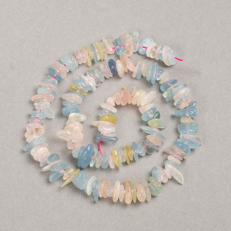Morganite Chip Beads on Thread, Natural Stone, 10x3 mm, Length 39 cm +