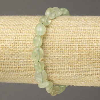 Elastic bracelet with natural prehnite, faceted beads, diameter 10×8 mm+