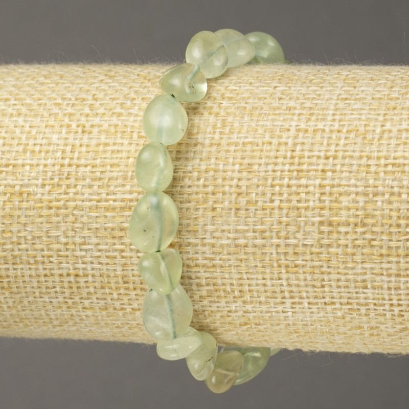Elastic bracelet with natural prehnite, faceted beads, diameter 10×8 mm+