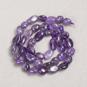 Beads on a thread natural stone Amethyst faceted, diameter 9x11mm, length 40cm