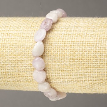 Elastic Kunzite Bead Bracelet, Faceted, Diameter 8x11mm+