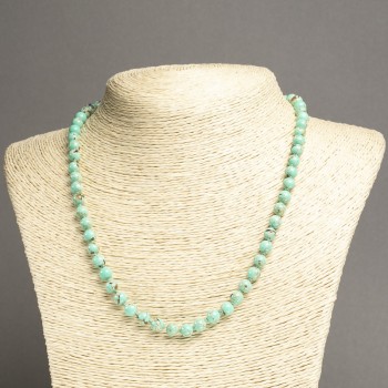 Imperial Jasper Necklace, light green (pressed) smooth beads, 6 mm diameter, 45 cm length
