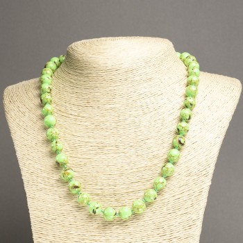 Olive Imperial Jasper Necklace (pressed) smooth beads, 10mm diameter, 45cm length