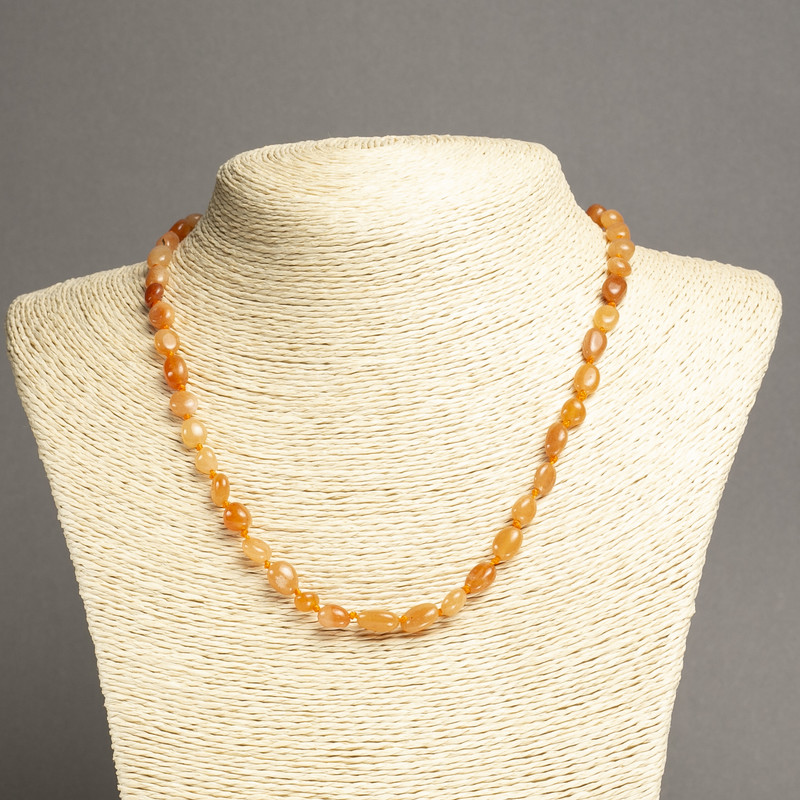 Natural Pink Aventurine Necklace, faceted beads, 6x8 mm, length 45 cm