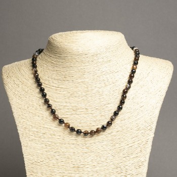 Brown Agate Beaded Necklace, Faceted Beads, 6 mm diameter, 45 cm length +/-