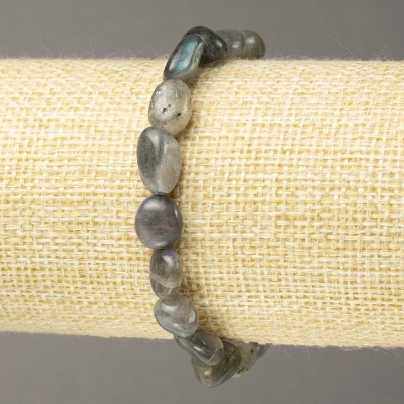 Labradorite faceted bead bracelet on elastic band
