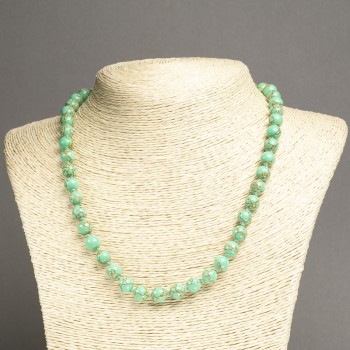 Green Imperial Jasper Necklace with smooth pressed beads, 8 mm diameter, 45 cm length