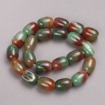 Beads of Brazilian Agate on a Thread, Smooth Barrel, Diameter 17x13 mm, Length 38 cm +-