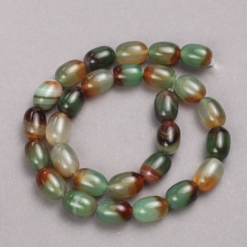 Beads from Brazilian agate on thread, smooth barrel shape, 14×10 mm diameter, length 38 cm