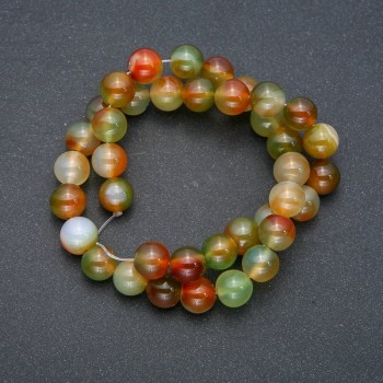 Beads of Brazilian agate on a thread, smooth round beads, 8 mm diameter, 38 cm length