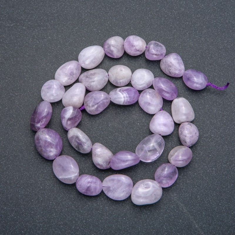 Beads on a thread of natural stone — Amethyst, faceted, 14×10 mm, length 40 cm +
