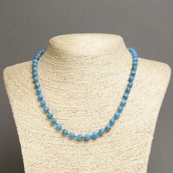 Necklace Imperial Blue Jasper (pressed) smooth beads, 6mm diameter, 45cm length