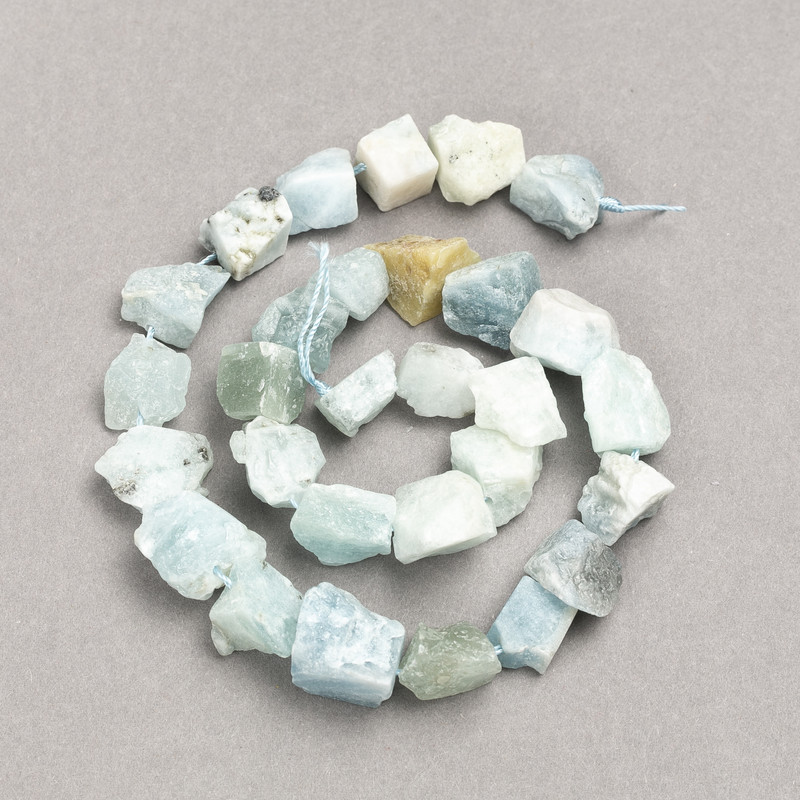Unpolished Larimar Bead Strand, galtyvka shape, diameter 16x12 mm, length 41 cm