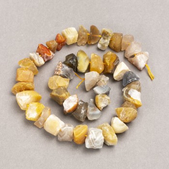 Botswana Agate Nuggets Beads on Thread, Raw Stone, 13x8 mm, 41 cm length