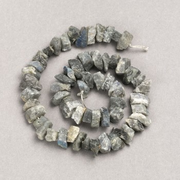 Beads on thread, unpolished Labradorite galtivka, diameter 13x8 (±) mm, length 41 cm