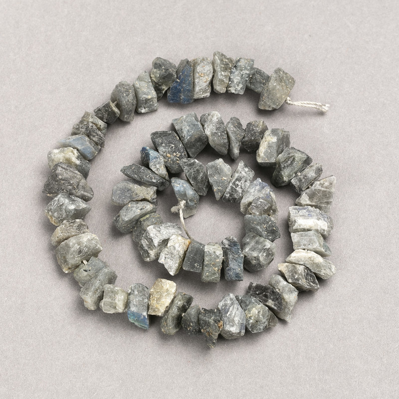 Beads on thread, unpolished Labradorite galtivka, diameter 13x8 (±) mm, length 41 cm