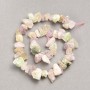 Beads on Thread, Raw Stone Assortment: Pink Quartz, Citrine, and Prehnite, drilled, diameter 13×8 mm, length 41 cm
