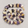 Beads on a thread, unpolished stone, Assorted Amethyst + Citrine, faceted, diameter 13×8 mm (±), length 41 cm
