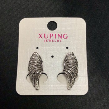 Discount! Xuping Rhodium-plated Earrings with White Crystals, diameter 23x10mm +