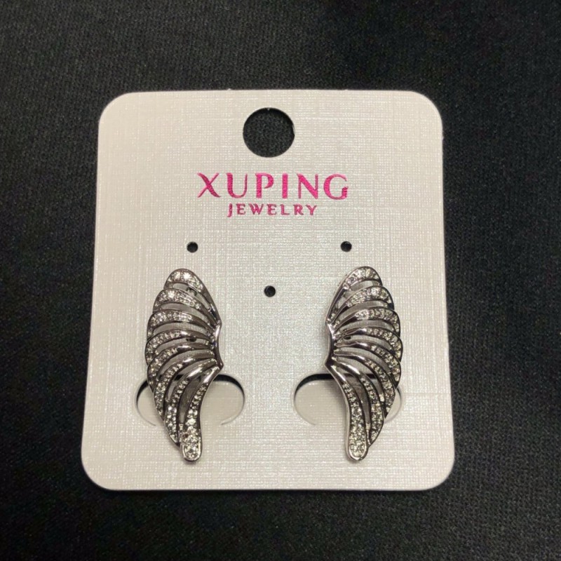 Discount! Xuping Rhodium-plated Earrings with White Crystals, diameter 23x10mm +
