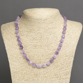 Natural amethyst gemstone necklace with faceted beads, bead diameter 8×6 mm, length 45 cm+