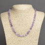 Natural amethyst gemstone necklace with faceted beads, bead diameter 8×6 mm, length 45 cm+