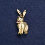 Brooch Bunny with Bow, gold-toned metal, enamel and crystals, 45×20 mm +