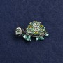 Shell Brooch in Silver-Tone Metal, Enamel, and Rhinestones 40×23mm +