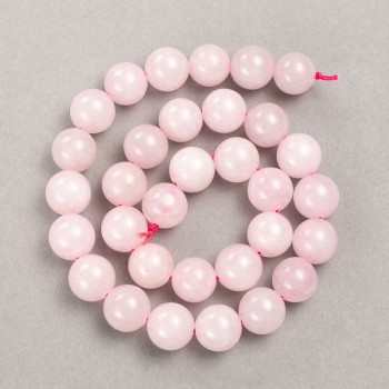 Beads on thread natural rose quartz smooth ball, diameter 12.5 mm + -, length 39 cm +