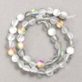 Beads on thread, Opal glass, smooth round beads, light gray matte, 8 mm diameter, 39 cm length