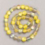Beads on a thread: Opal glass, smooth ball, yellow and gray matte, diameter 8 mm, length 39 cm