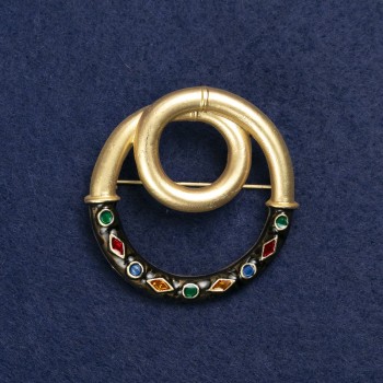Brooch 'Accent' gold-tone metal and enamel 45mm +