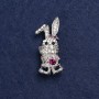Brooch 'Bunny' silver-toned metal and rhinestones 42x19 mm +