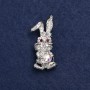 Brooch Bunny, silver-toned metal and rhinestones, 42×19 mm +