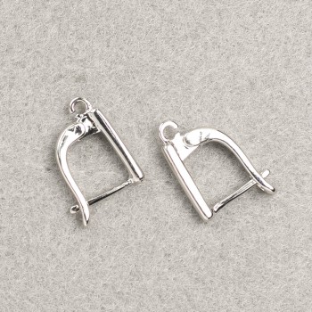 Earring posts in silver-colored metal 14x2.5 mm - pair