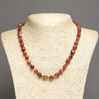 Natural Carnelian Necklace with Faceted Beads, 8x10mm Diameter, 48-50 cm Length