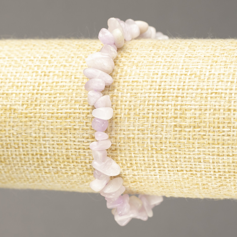 Elastic bracelet with natural Kunzite chips 8x3mm+