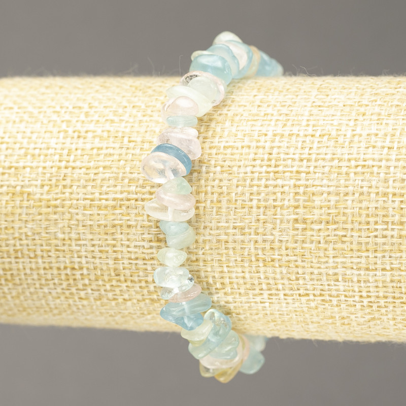 Elastic bracelet with natural Morganite chips 10x3mm+