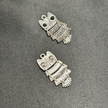 Owl pendant hardware, silver color, 35 mm length +