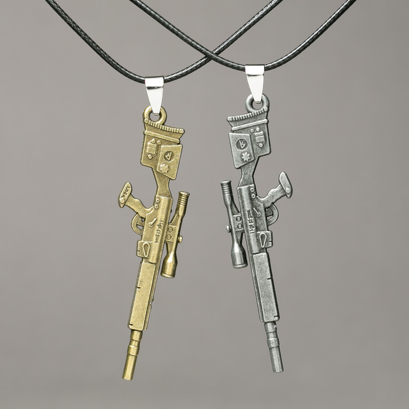 Pair of Rifle Pendants on Cord 72×16 mm ±, length 45–50 cm