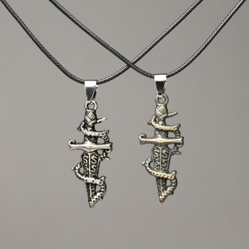 Pair of Dagger pendants on cord 47x16 mm + -, length 45-50 cm