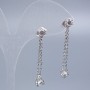 Xuping Stud Earrings with Majorca Pearl and White Crystal, 6 mm diameter, about 3.5 cm long, rhodium-plated