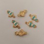 Enamel Fish Connector, 22x13mm, pack of 6, yellow metal