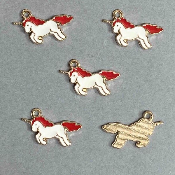 Pendant Hardware - Unicorn Enamel Finish, 9 pcs, 22×12 mm
