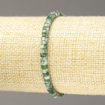 Stretch bracelet with moss agate rondelle beads, diameter 4×2.5 mm, length 18 cm