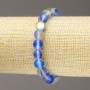 Elastic bracelet with opal glass smooth bead, blue transparent matte, 8 mm diameter