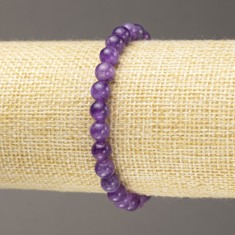 Lepidolite Bracelet (imit.) smooth beads, diameter 6 mm ± (stretch)