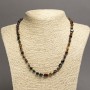 Necklace of natural stones: Tiger's Eye, Falcon's Eye, Bull's Eye, faceted beads, 8×6 mm +/-, length 45 cm+